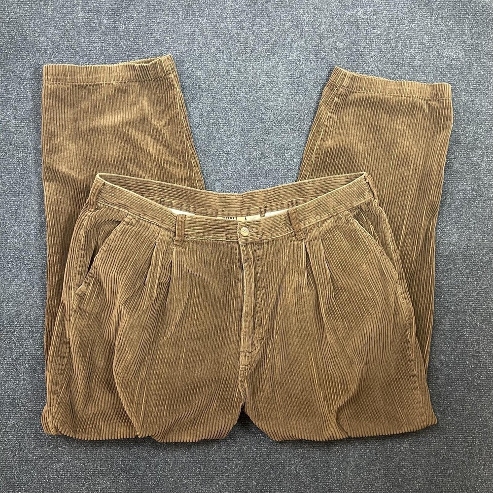 Vintage Northwest Territory Pants Mens 40x30 Brown Corduroy Pleated Relaxed Fit